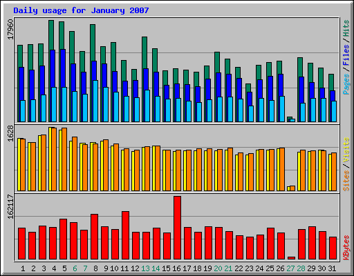 Daily usage for January 2007