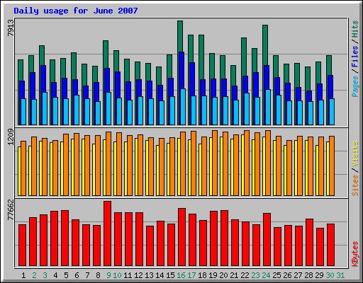 Daily usage for June 2007