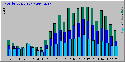 Hourly usage for March 2007